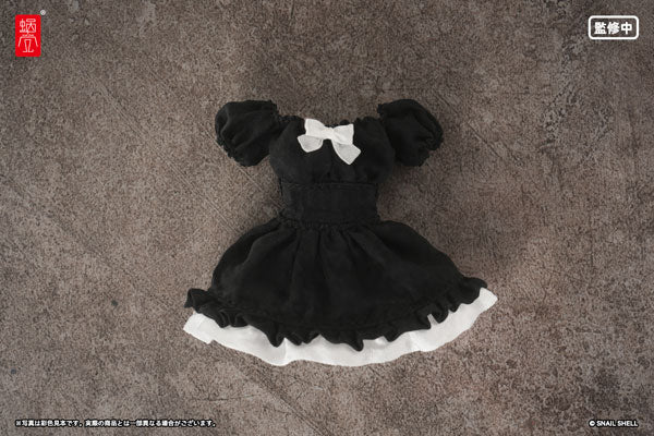 Snail Shell Puff Sleeves One-piece Dress (Black) (DOLL ACCESSORY)