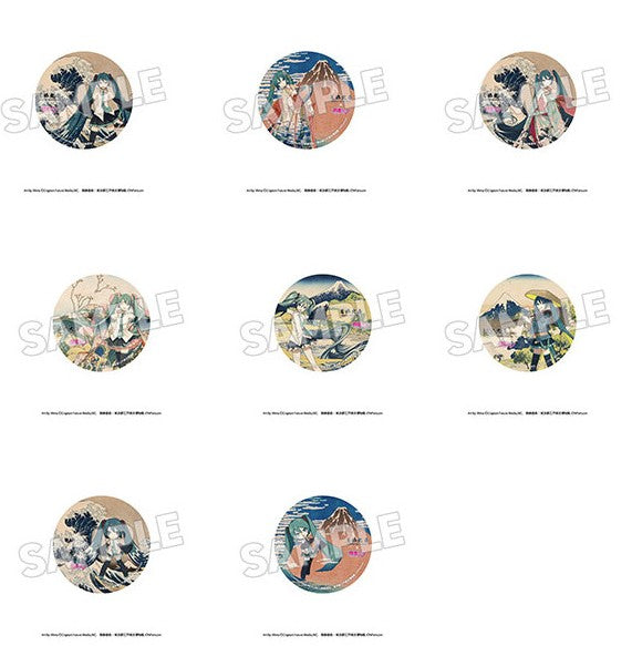 Katsushika Hokusai x Hatsune Miku Pinback Button 8Pack BOX
