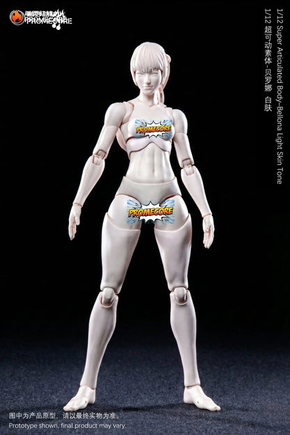 Promecore Super Articulated Body Phoenix / Bellona (Natural Skin Tone / Light Skin Tone)  1/12 Action Figure (Yellow / White)