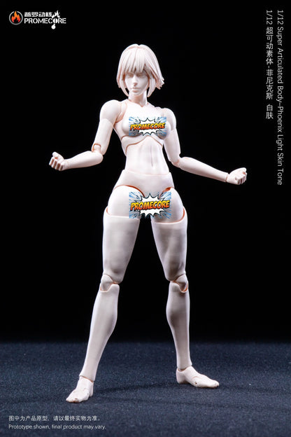 Promecore Super Articulated Body Phoenix / Bellona (Natural Skin Tone / Light Skin Tone)  1/12 Action Figure (Yellow / White)